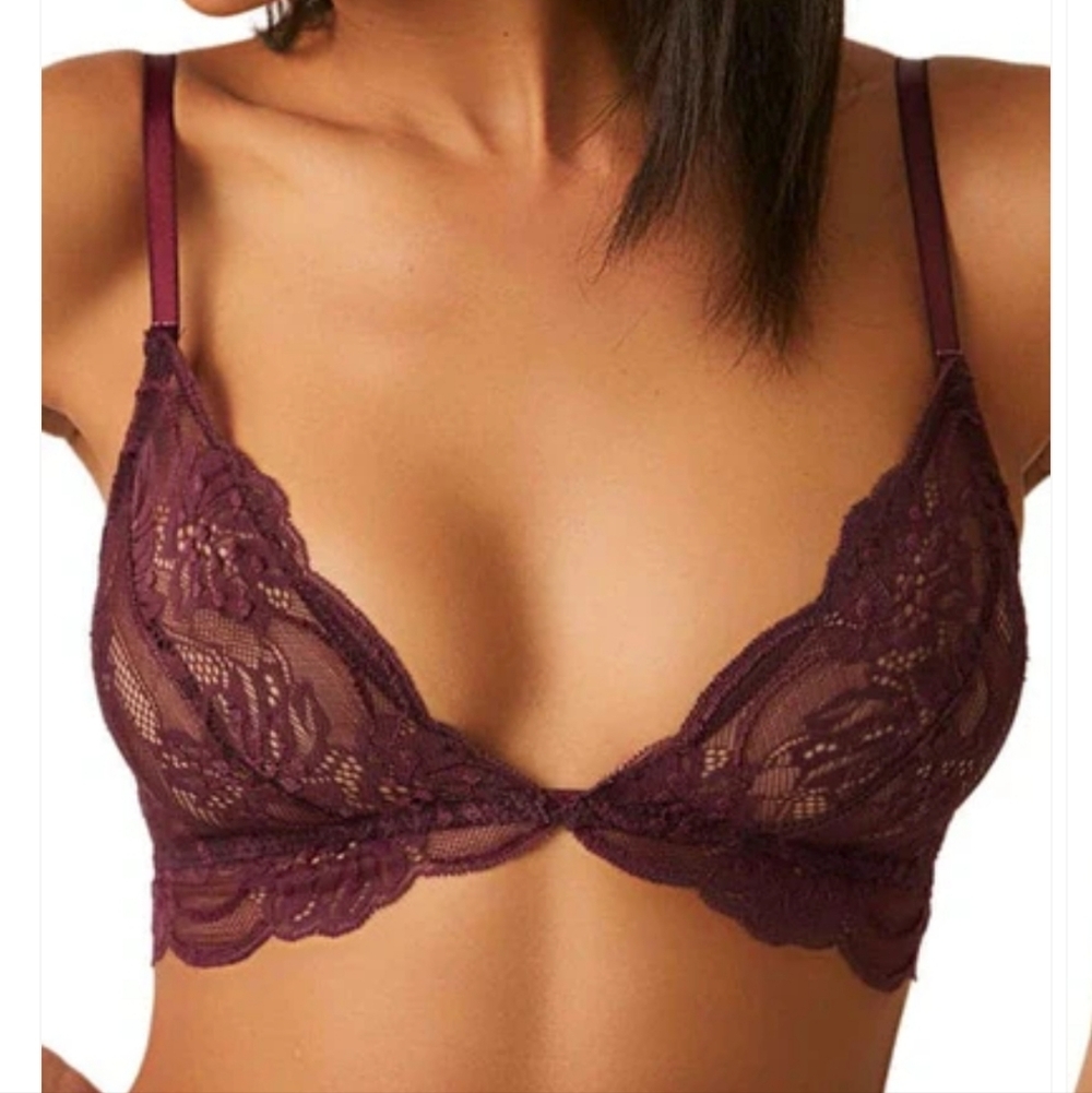 Free People Intimately Last Dance Purple Triangle Lace Bralette Size XS NWT